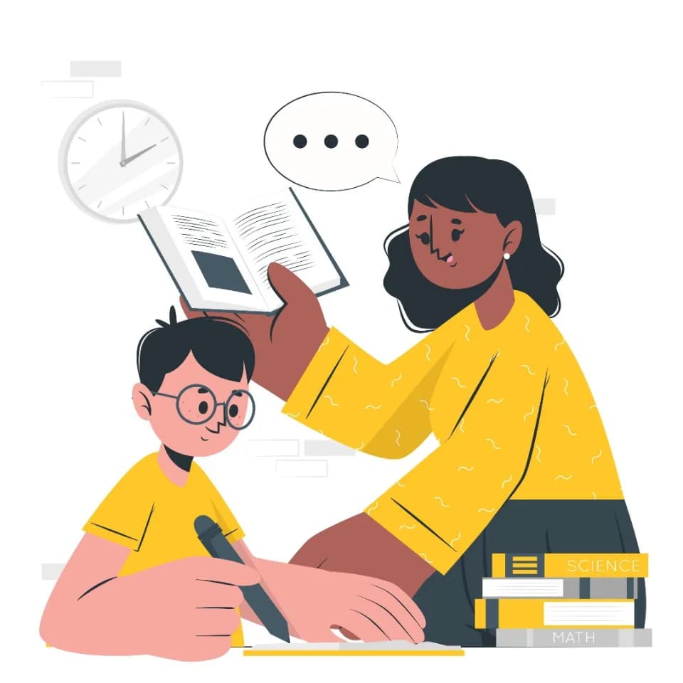A LIQ tutor helping a student with his homework